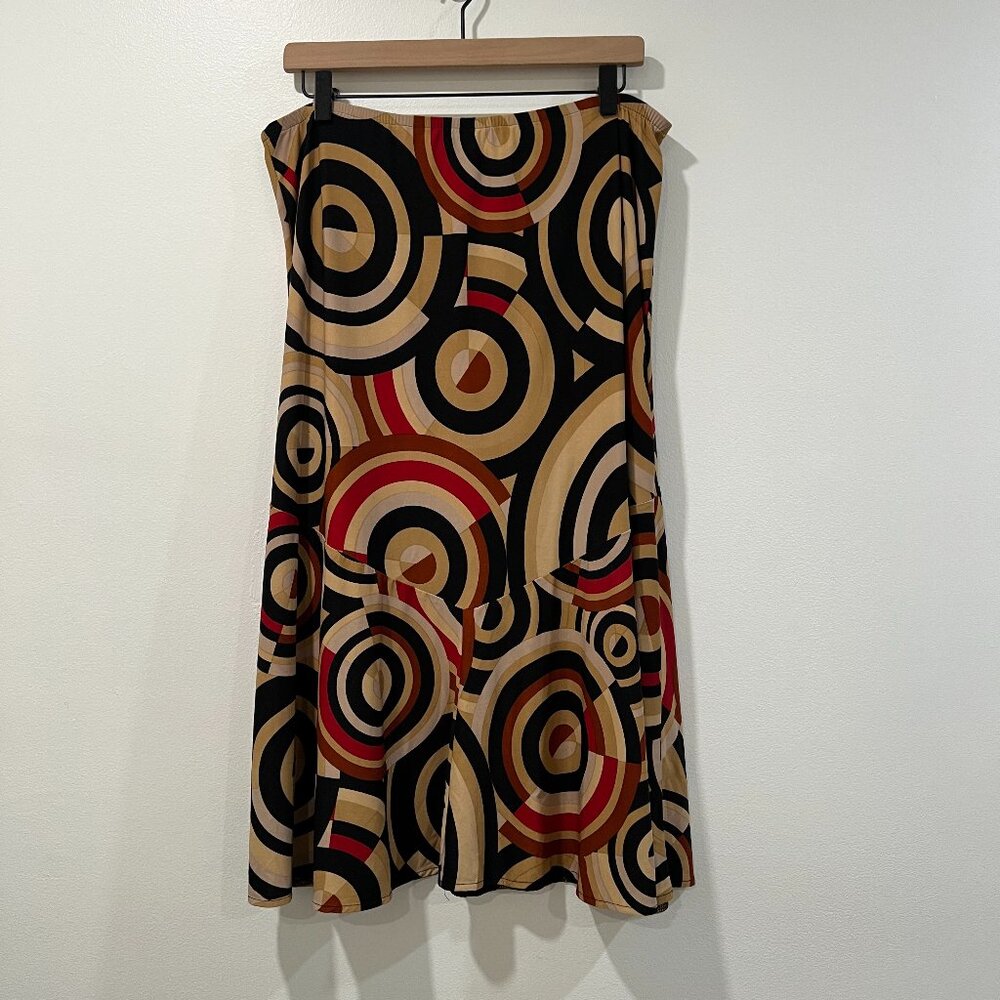 D.F.A New York Retro Print Midi Skirt Size M